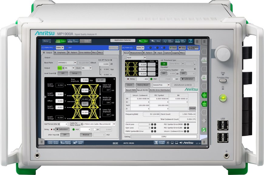 New PAM4 ED Function Makes Anritsu Signal Quality Analyzer-R MP1900A First BERT to Support Real-time Measurement of FEC Symbol Errors